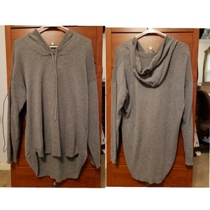 Grey hooded long sleeve shirt